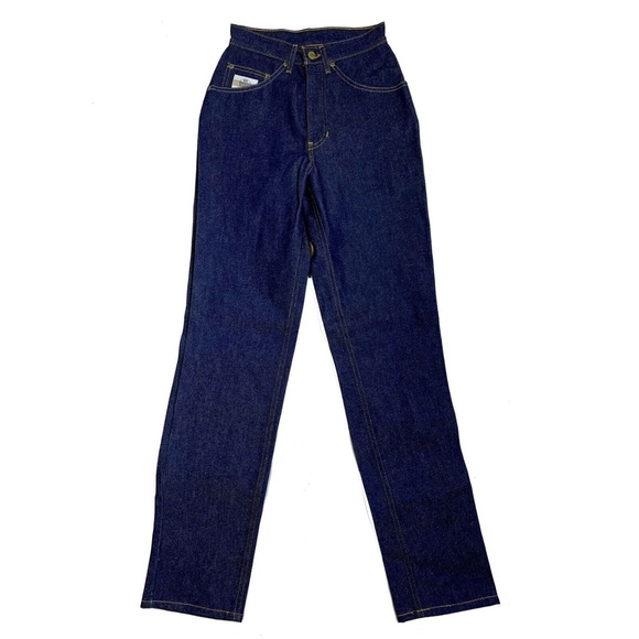 Diamond Gusset Women's Motorcycle Raw Denim Rigid High Rise Jeans 25.5 x 34 - Picture 1 of 12
